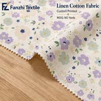 Designer Maßgeschneiderter Digital Bedruckter Landhaus-Blumenmuster Leinen-Baumwollstoff Weich 135gsm für Hemden Kleider und Heimdekoration