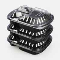 Contenants alimentaires à prix d'usine, boîte bento jetable en plastique à paroi mince avec couvercle, 1/2/3 compartiments, conteneur alimentaire en plastique