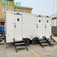 WECARE Toilettes mobiles portables de luxe à 3 cabines pour camping, douche, salle de lavage, toilettes extérieures, remorque