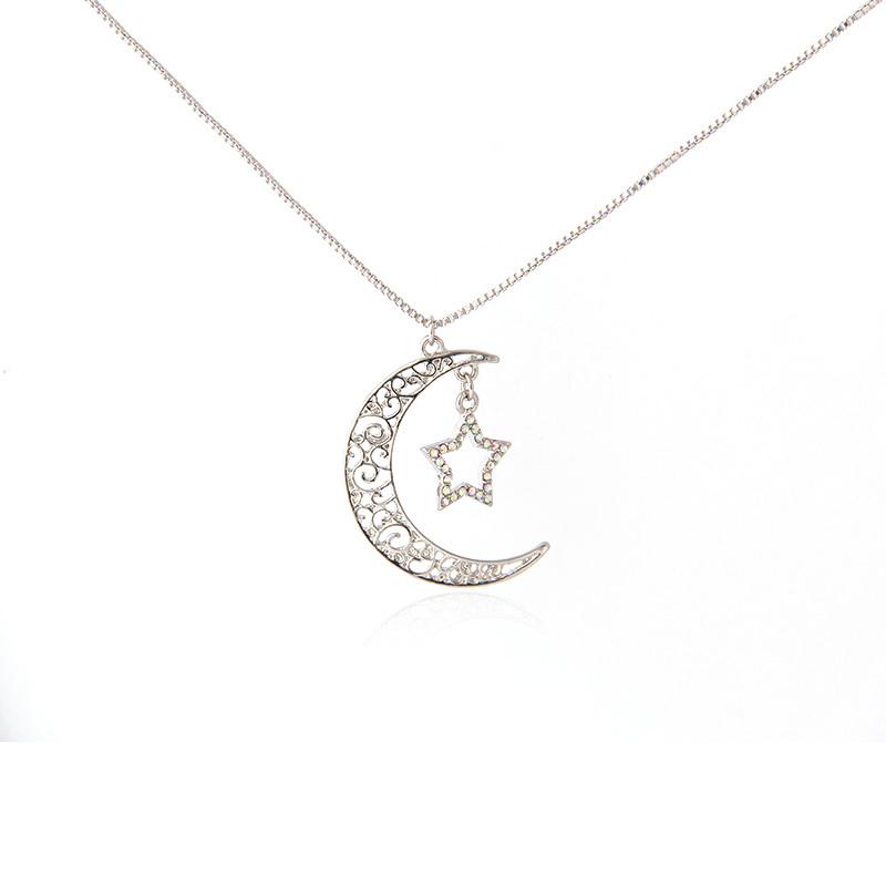 V & R joyas schmuck de diamantes de imitación de cristal chapado en rodio COLLAR COLGANTE de metal sol Luna estrella collar