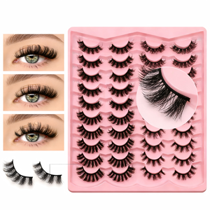 Pestañas postizas voluminosas y largas que se pueden reutilizar, productos de belleza para pestañas con banda de algodón negra. - Product Image 2