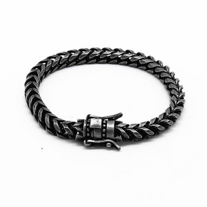 yunnique Men's Black <b>Titanium</b> Steel Bracelet Geometric <b>Chain</b> Magnetic Clasp Motorcycle Style Jewelry - Product Image 1