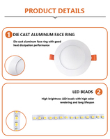 5CCT commutable 4 pouces 9w rond en aluminium encastré mince Led panneau lumineux
