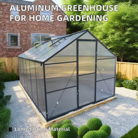 Kit de serre moderne en aluminium de grande taille pour l'extérieur, 1 à 8 unités, facilement assemblable, structure métallique, verre, polycarbonate, jardin vert