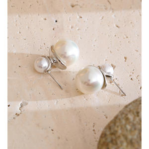 ต่างหูชุบทอง16K ทำจากสเตนเลสที่หรูหรา2824ของ Jinyou ต่างหูไข่มุกคู่จำลอง - Product Image 3