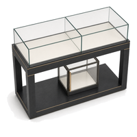 Ensemble de vitrines de présentation de bijoux de style chinois, îlot central en verre avec cadre noir pour l'exposition de parfums et cosmétiques en showroom