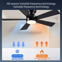 Ventilateur de plafond moderne de 52 pouces pour salon, avec moteur DC, 5 pales en ABS, télécommande, silencieux, avec lumière LED