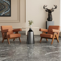 Fauteuil en cuir avec mousse élastique haute densité pour la maison, salon, balcon, café, hôtel, salle de séjour - Design minimaliste moderne