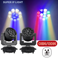 Foco móvil LED Lyre Bee Eye RGBW 4 en 1 de 12x40W con zoom, resistente al agua, DMX512, efecto de escenario para bodas y discotecas