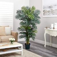 OH ART Vente en gros Palmier canne doré de 6,5 pieds pour décoration intérieure, avec troncs et feuilles réalistes, plante artificielle noire