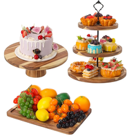 Plateau à dessert en bois écologique avec support pour gobelets, idéal pour les mariages, les fêtes et les événements - Qualité alimentaire