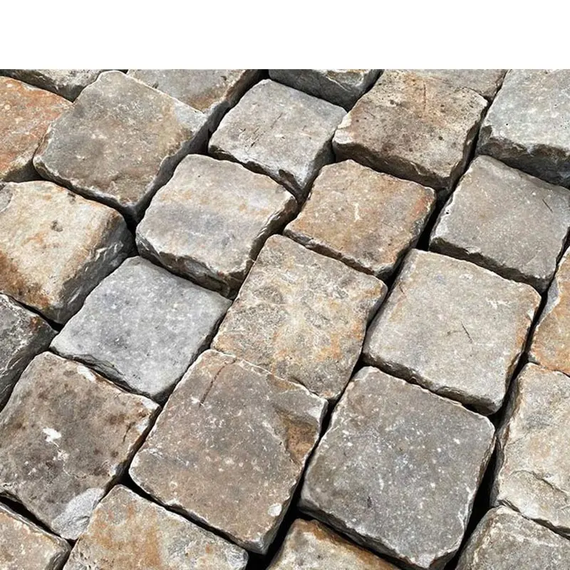 Cubo ardesia ciottoli pietra spaccata naturale lastricatore di granito colorato all'ingrosso per la pavimentazione del giardino del vialetto all'aperto