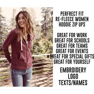 2025 <b>Women's</b> DT8103 Custom Logo Embroidery Re-Fleece Full <b>Zip</b> <b>Hoodies</b> Multicolors-for Promotions - Product Image 3