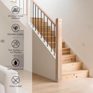 Tristcily - Juego de 4 postes de escalera de <span class=keywords><strong>madera</strong></span> de caucho de 35x47 con ranura única y muescas, para interior/exterior, para barandilla de escalera - Product Image 5