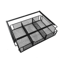 Panier de rangement pliable pour bureau et maison, panier de rangement sous le bureau de type tiroir, panier de rangement en métal maillé