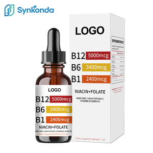 Gotas de Vitamina <span class=keywords><strong>B</strong></span> Compleja Líquida de Marca Privada OEM, 60 ml, Suplemento <span class=keywords><strong>Natural</strong></span> a Granel, Vitamina B1 B6 B12 Complexe, Sabor Frambuesa - Product Image 1