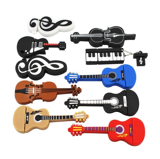 Cartoon PVC Custom Cute Musical Guitar Violin Note USB Flash Drive 4GB 8GB 16GB 32GB 64GB 128GB Pendrive USB 2.0 Usb Stick