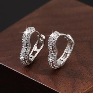 Wedding White Cubic Zircon Hoop Charms <b>Earrings</b> For Women Diamond Gold Silver Color Stones <b>Earring</b> - Product Image 2