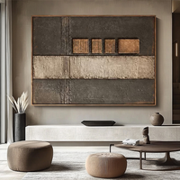 Peinture sur toile peinte à la main, texture Wabi-sabi, peinture décorative d'intérieur avec cadre pour décoration murale