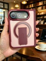 Coque de téléphone de luxe simple en PC+TPU résistante aux chocs pour iPhone 18 Fold Ultra avec anneau magnétique