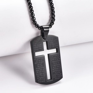 Collana con ciondolo a croce cava religiosa, in acciaio inossidabile, con versetto biblico della Preghiera <span class=keywords><strong>del</strong></span> Signore, regalo per uomini e ragazzi - Product Image 6