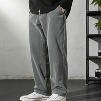 Pantalon droit en velours côtelé épais pour homme, coupe ample, avec broderie personnalisée, style streetwear, boutons, logo skateboard