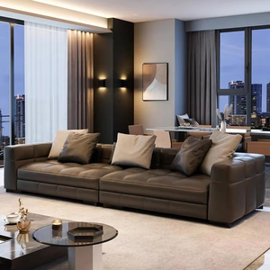 Sofá de cuero moderno para sala de estar, juego de muebles para el hogar, sofás italianos de lujo para sala de estar - Product Image 1