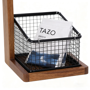 Organizer <span class=keywords><strong>da</strong></span> tè per bustine <span class=keywords><strong>da</strong></span> tè, <span class=keywords><strong>porta</strong></span> bustine <span class=keywords><strong>da</strong></span> tè con supporto in legno di Acacia e 6 cestini in metallo rimovibili per bustine di zucchero - Product Image 3