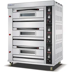 Commercial bread snack machines bakery equipment prices 3 deck oven bakery gas oven baking hot sale