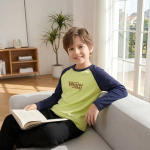 Camiseta de algodón puro para niños, camiseta básica de manga larga, nueva tendencia de primavera, estilo primavera y otoño para niños, top deportivo holgado para niños - Product Image 5