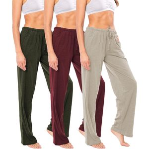 Pantalones de Pijama de Algodón Suave para Mujer FOXA, Pantalones de Descanso con Cordón y Bolsillos, Paquete Múltiple - Product Image 1