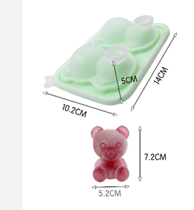 Mới Nhất 3D Dễ Thương Động Vật 2 Khoang Gấu Hình Dạng Silicone Ice Cube Khay Tự Làm Thân Thiện Với Môi BPA Miễn Phí Dễ Dàng Pop <span class=keywords><strong>out</strong></span> Mùa Hè Bên Whiskey - Product Image 2