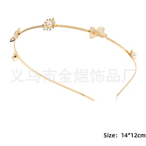 Diadema de perlas estilo coreano, metal dorado rosa, tocado de fiesta para mujer HB009010 - Product Image 2