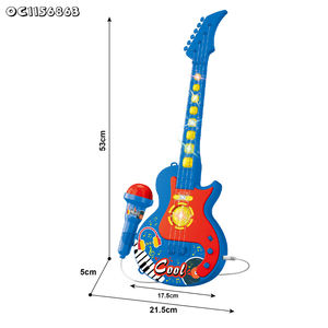 เครื่องคาราโอเกะเด็กสีฟ้า ชุดกีตาร์ไฟฟ้าราคาถูกพร้อมไมโครโฟน ของเล่นสำหรับเด็กผู้ชายอายุ 11 ปี ขายส่ง - Product Image 5