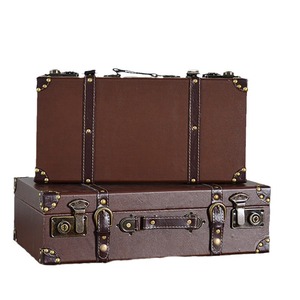 Retro Nostalgic Old-Fashioned Portable Wooden Spinner <strong>Suitcase</strong> <strong>Storage</strong> Organize Wedding Photography Props Straps Briefcase - Product Image 5