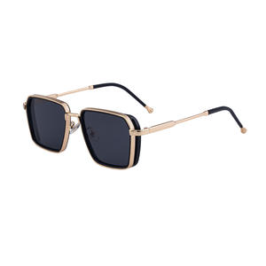 Nuevas gafas de sol con montura cuadrada para hombre, protección UV400, montura de plástico y metal, color negro con embalaje en caja WF 5G351 - Product Image 3