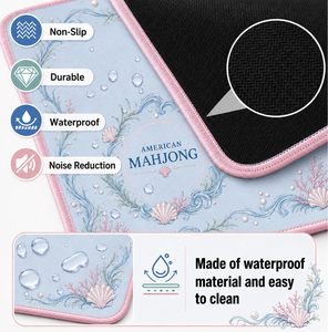 Tapete de Lujo para Mesa de Mahjong con Diseño de Conchas Marinas en Azul Pastel, Tapete de Neopreno Antideslizante para Juegos con Bolsa de Viaje para Regalos - Product Image 5
