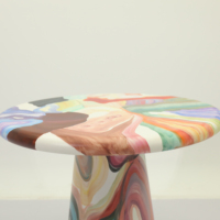 Mesa de centro redonda personalizada de diseño creativo, diseño adornado pintado a mano para sala de estar, fácil montaje, muebles para el hogar