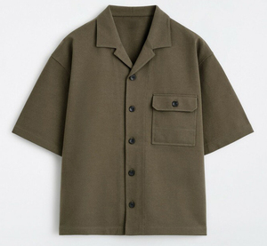 <span class=keywords><strong>Chemise</strong></span> décontractée <span class=keywords><strong>sur</strong></span> mesure pour homme à col cubain oversize, manches courtes, style utilitaire, col camp, boutonnée, OEM - Product Image 1