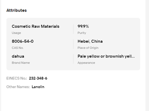99.9% USP Grade Anhydrous Lanolin Oil CAS8006-54-0 Cosmetic <b>Skin</b> Care <b>Raw</b> Material - Product Image 6
