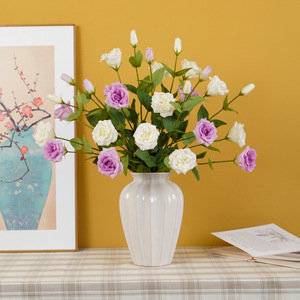Lysianthus artificiel Ruilisi à 3 têtes, rose, blanc laiteux, champagne, violet, pour décoration de mariage et de maison, 30cm-100cm - Product Image 3