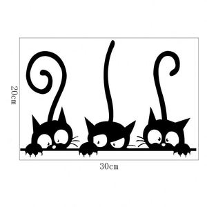 Autocollant mural amusant avec trois chats, décoration murale en PVC pour fenêtre, autocollants muraux noirs amovibles pour la maison - Product Image 6