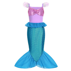 Nueva Moda 2026, Venta al por Mayor, Ropa Infantil de una Pieza, Monos de Lentejuelas para Niñas, Disfraces de Sirena Ariel para Niños - Product Image 4