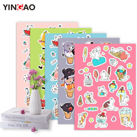 Pegatinas Personalizadas de Animales de Dibujos Animados para Decorar Tazas y Vasos de Helado, Hojas de Pegatinas Personalizadas con Corte Kiss Cut, Pegatinas de Vinilo Impermeables