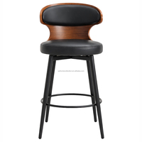 Tabouret de bar moderne en cuir PU avec grand siège rembourré et pivotant pour la cuisine, la salle à manger, le bar - Hauteur du siège 55 cm