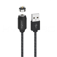 Cable de Alimentación Magnético Macho Redondo de Aluminio HYTEPRO M565, Cable USB Trenzado Recto de 2 Pines y 10 mm de Diámetro, Carga Rápida de 5-24 V 6 A