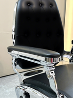 Chaise de barbier vintage pour homme, style rétro européen, en cuir synthétique, pivotante à 360 degrés, réglable en hauteur, pliable
