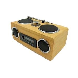 Altavoz de Escritorio de Bambú con Radio, Batería Recargable, Altavoz Portátil de Madera para Uso en Casa u Oficina - Product Image 1