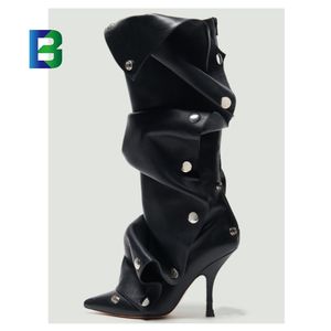 Destek OEM/ODM kadınlar kış yüksek topuk çizmeler bayan Stiletto topuklu diz yüksek çizmeler uyluk yüksek Baggy çizmeler - Product Image 1