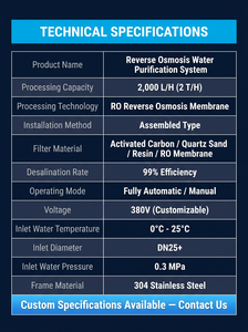 Custom Water Purifier System 1000L/Hour Reverse Osmosis SS304 Pure Water Treatment System for Industrial - Product Image 5